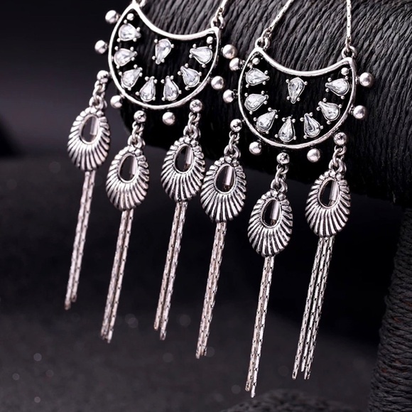 SILVER STATEMENT EARRINGS oversized earrings, jewelry gift for her gift 🎁 - Picture 5 of 6